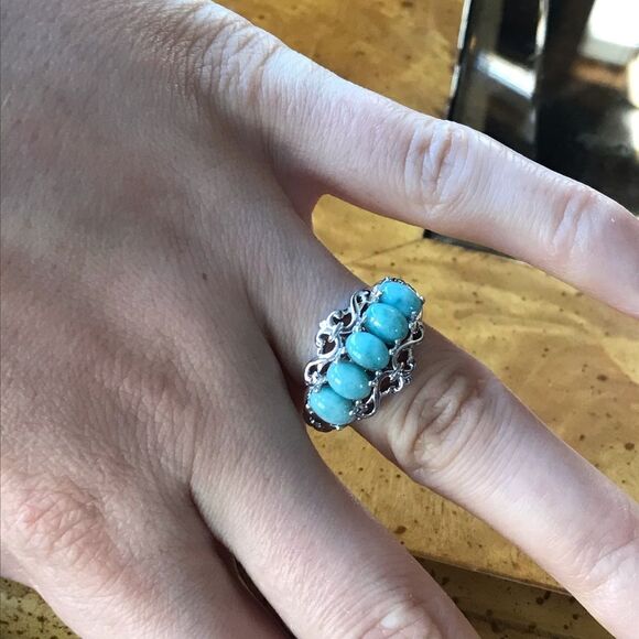 Natural Larimar Blue Apatite Sterling Silver Ring Size 7 - Picture 3 of 8